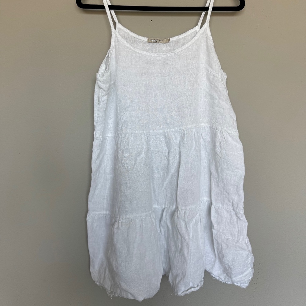 Vintage white flowy frayed sundress